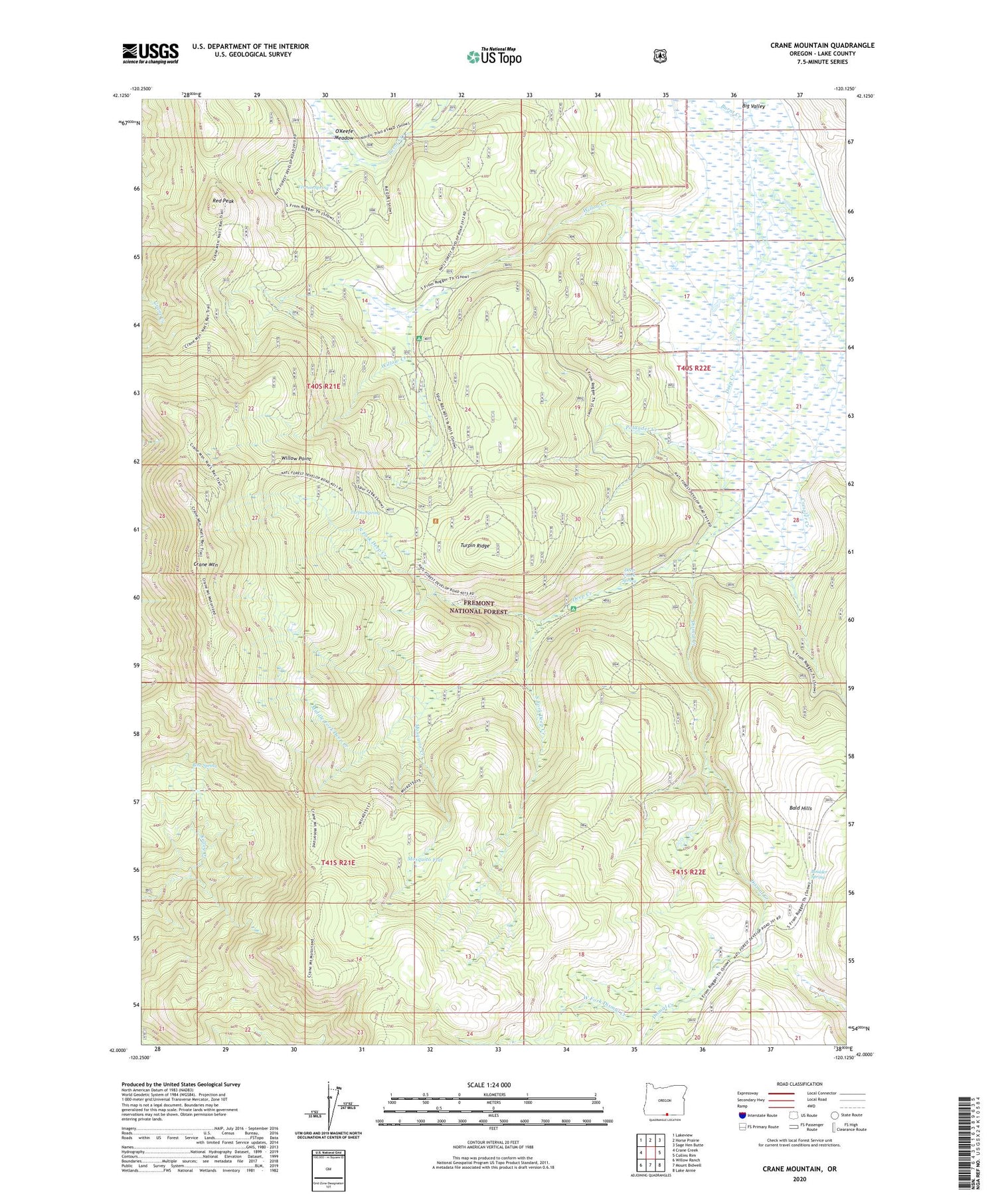 Crane Mountain Oregon US Topo Map Image