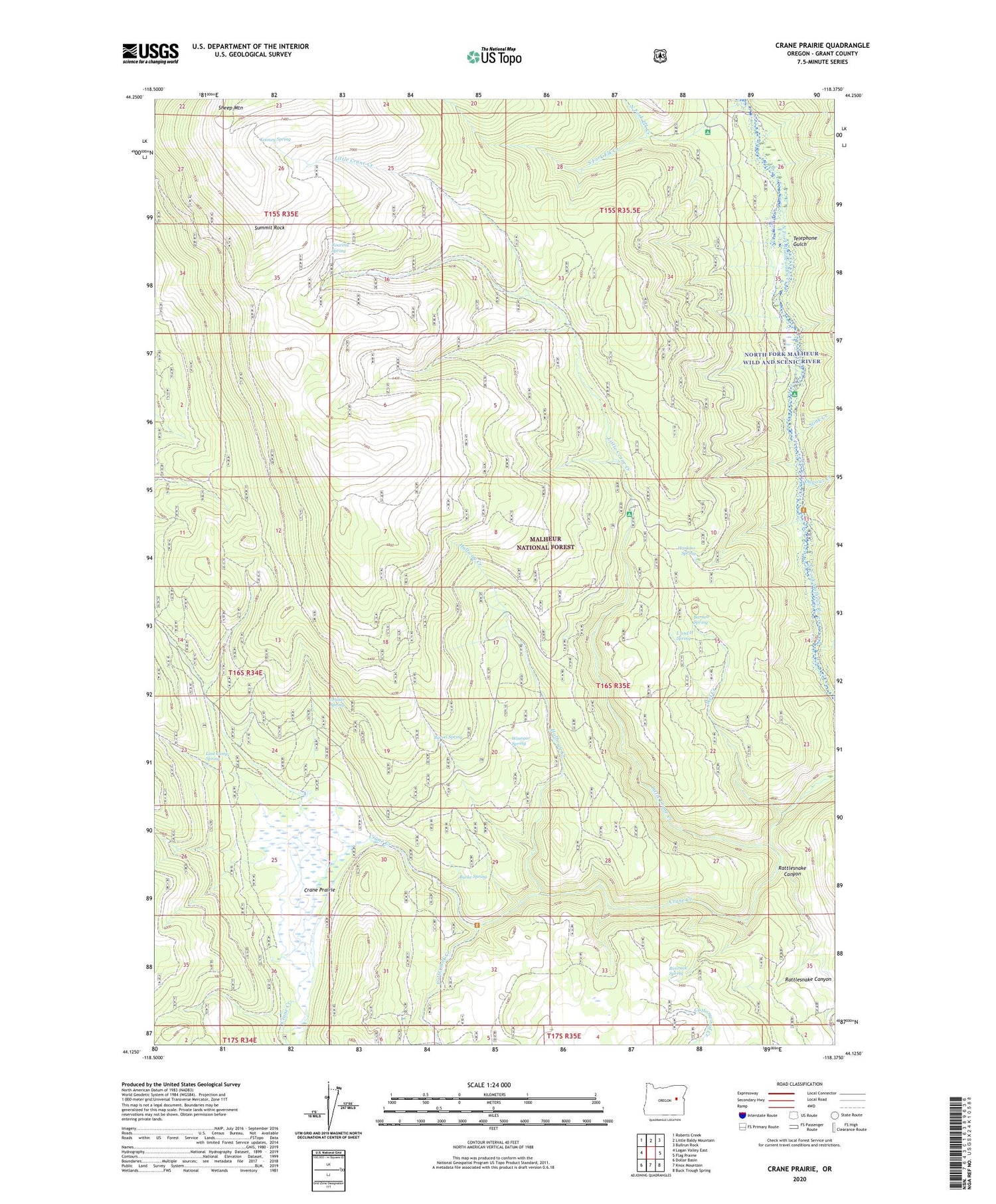 Crane Prairie Oregon US Topo Map Image