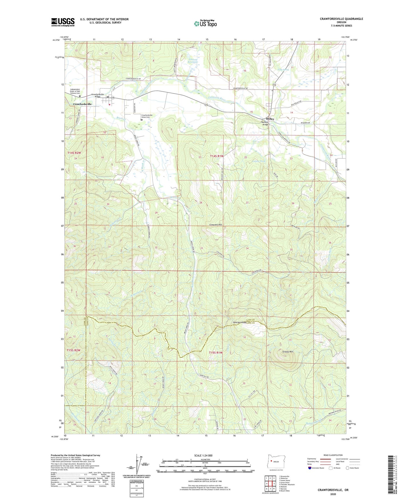 Crawfordsville Oregon US Topo Map Image