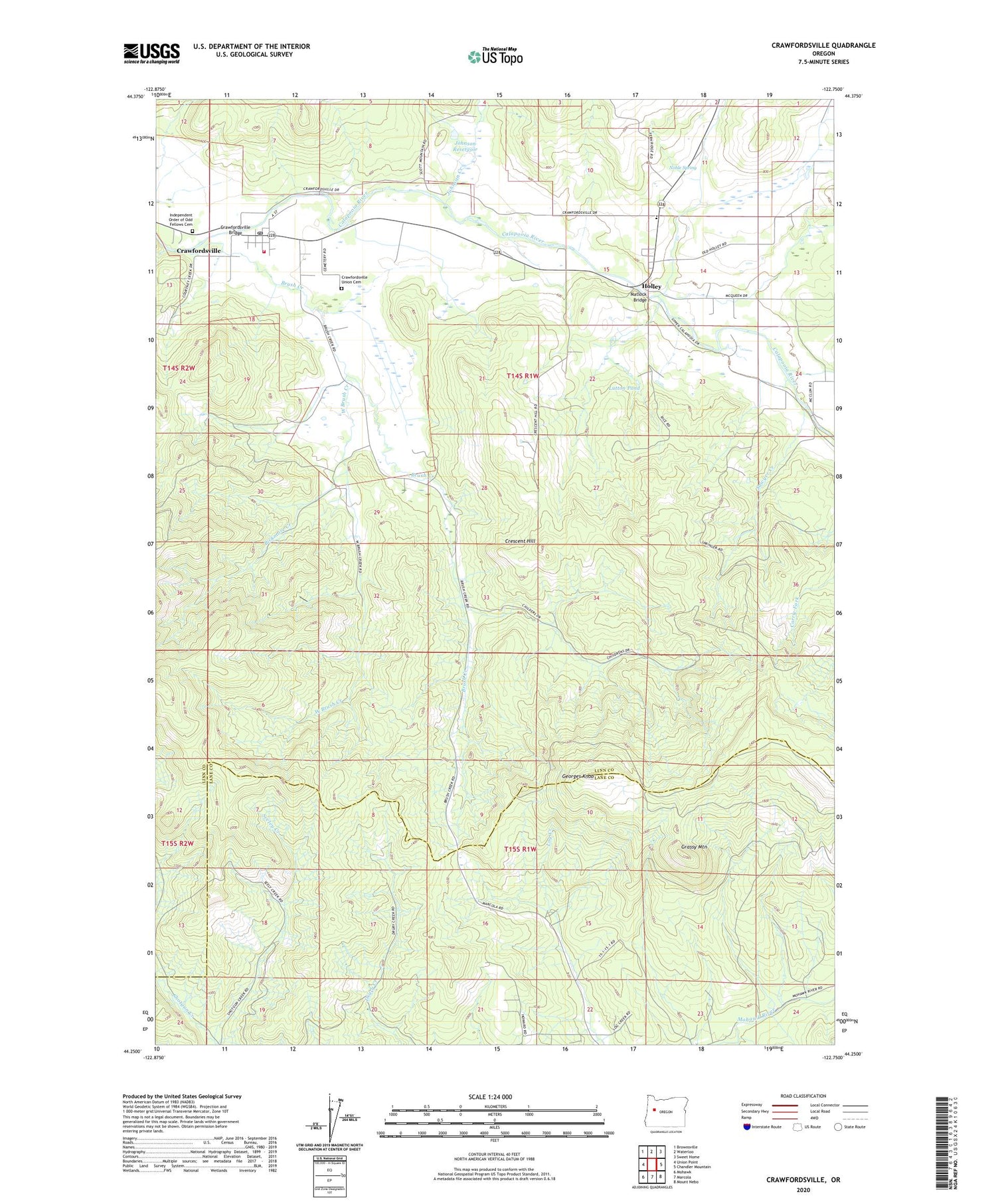 Crawfordsville Oregon US Topo Map Image