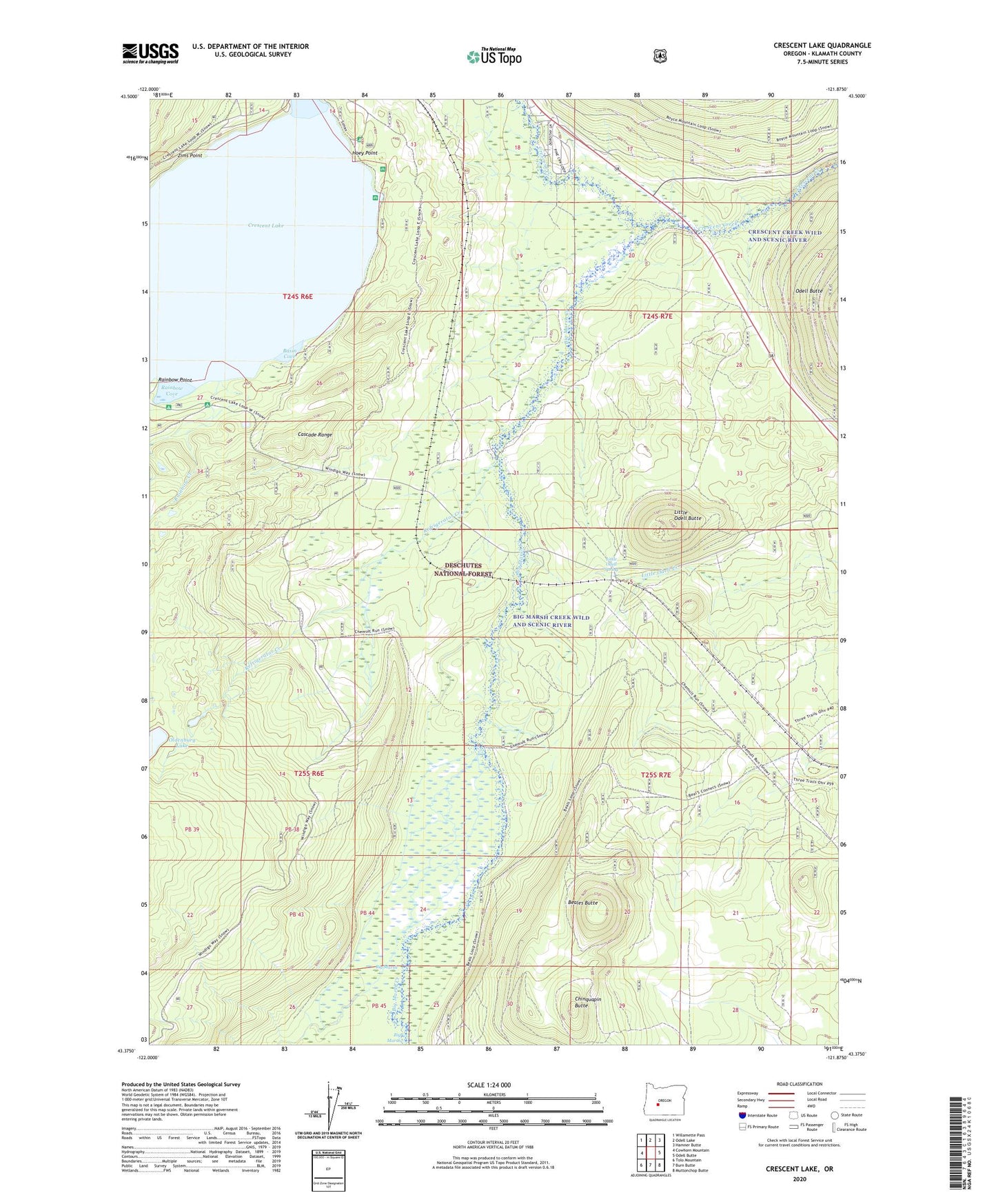 Crescent Lake Oregon US Topo Map Image