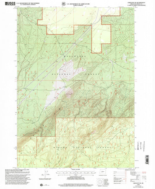 Classic USGS Crescent NE Oregon 7.5'x7.5' Topo Map Image