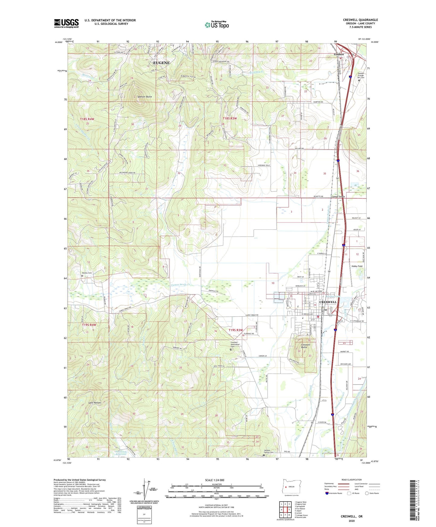 Creswell Oregon US Topo Map Image