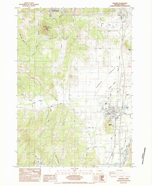 Classic USGS Creswell Oregon 7.5'x7.5' Topo Map Image