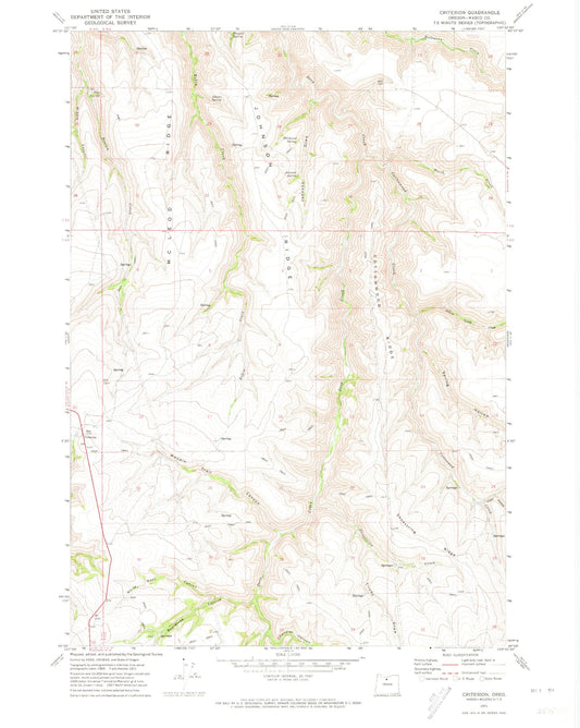 Classic USGS Criterion Oregon 7.5'x7.5' Topo Map Image