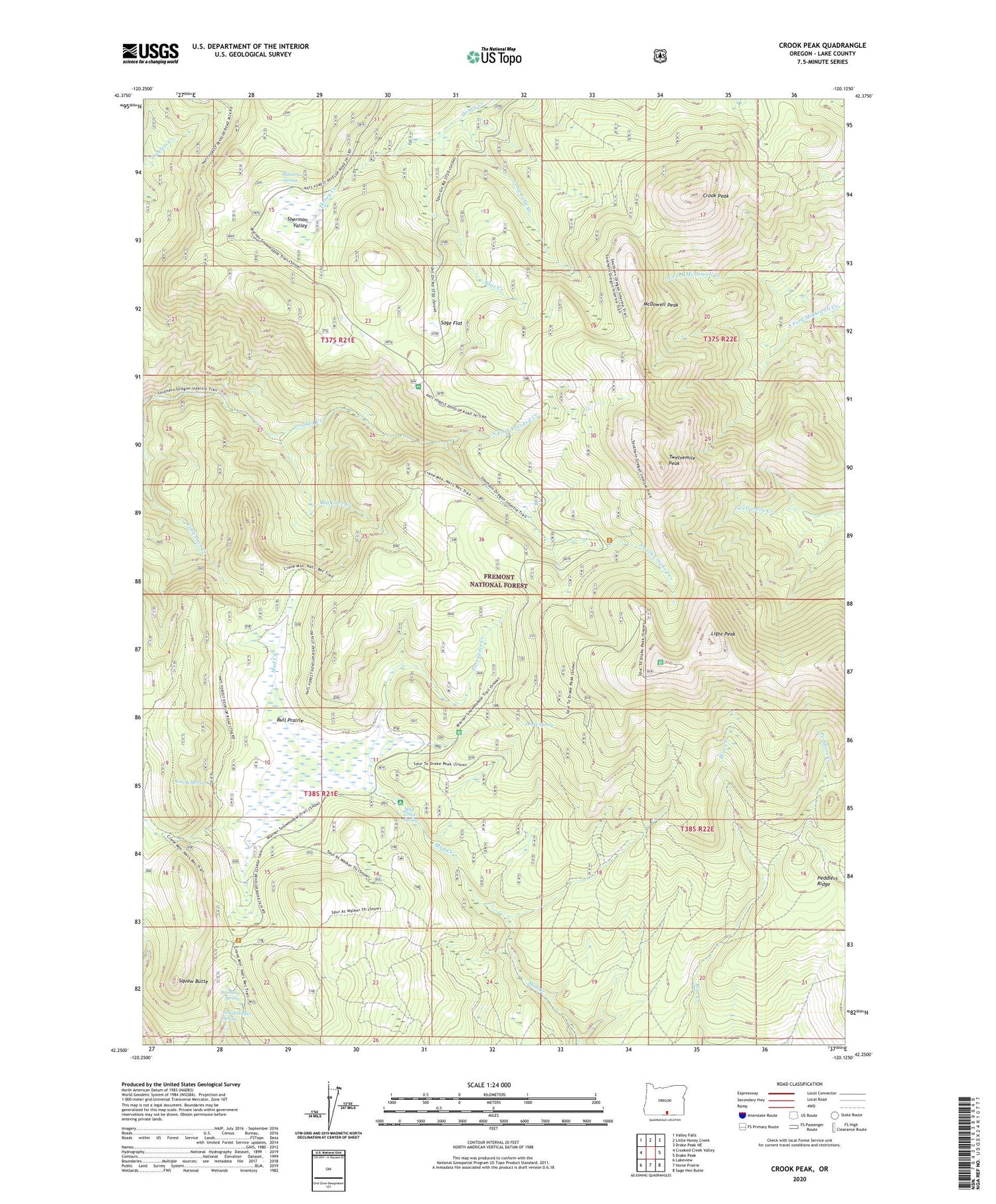 Crook Peak Oregon US Topo Map Image
