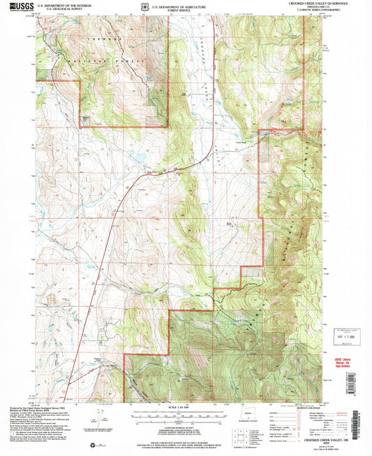Classic USGS Crooked Creek Valley Oregon 7.5'x7.5' Topo Map Image
