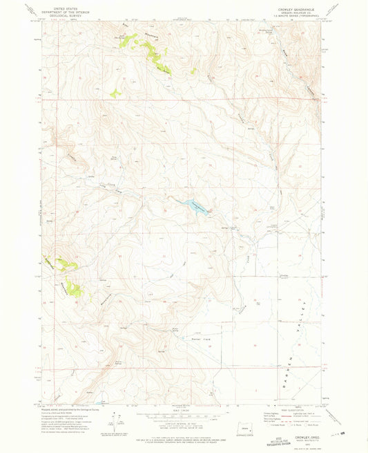 Classic USGS Crowley Oregon 7.5'x7.5' Topo Map Image