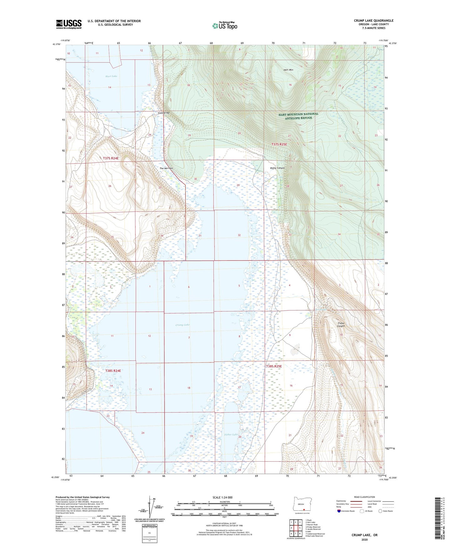 Crump Lake Oregon US Topo Map Image