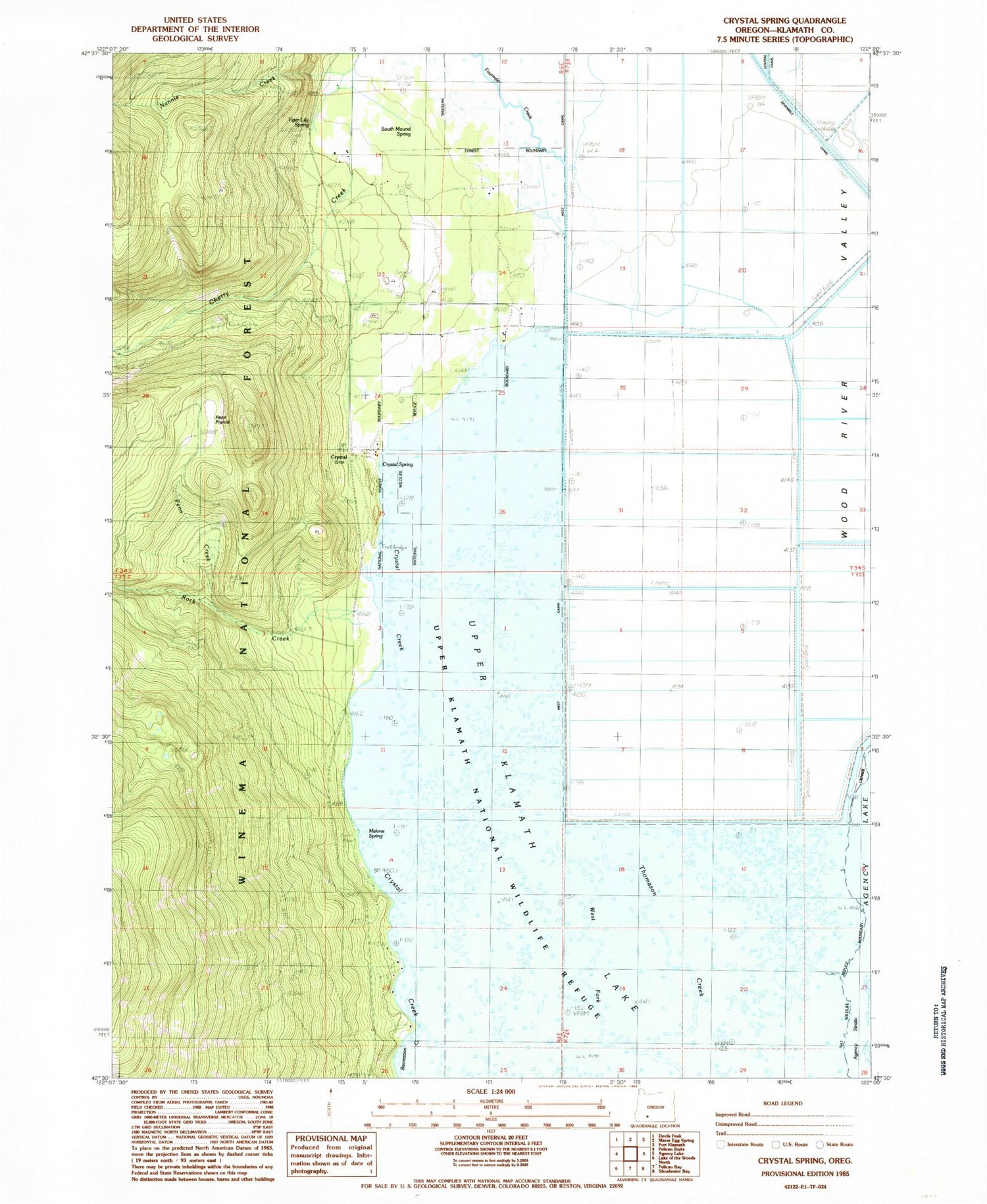 Classic USGS Crystal Spring Oregon 7.5'x7.5' Topo Map Image