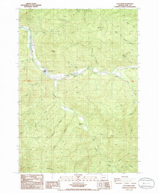 Classic USGS Culp Creek Oregon 7.5'x7.5' Topo Map Image