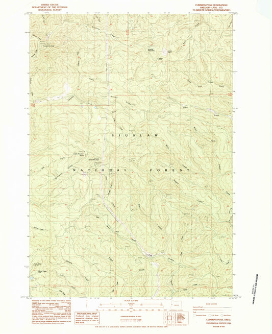 Classic USGS Cummins Peak Oregon 7.5'x7.5' Topo Map Image