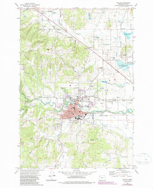 Classic USGS Dallas Oregon 7.5'x7.5' Topo Map Image