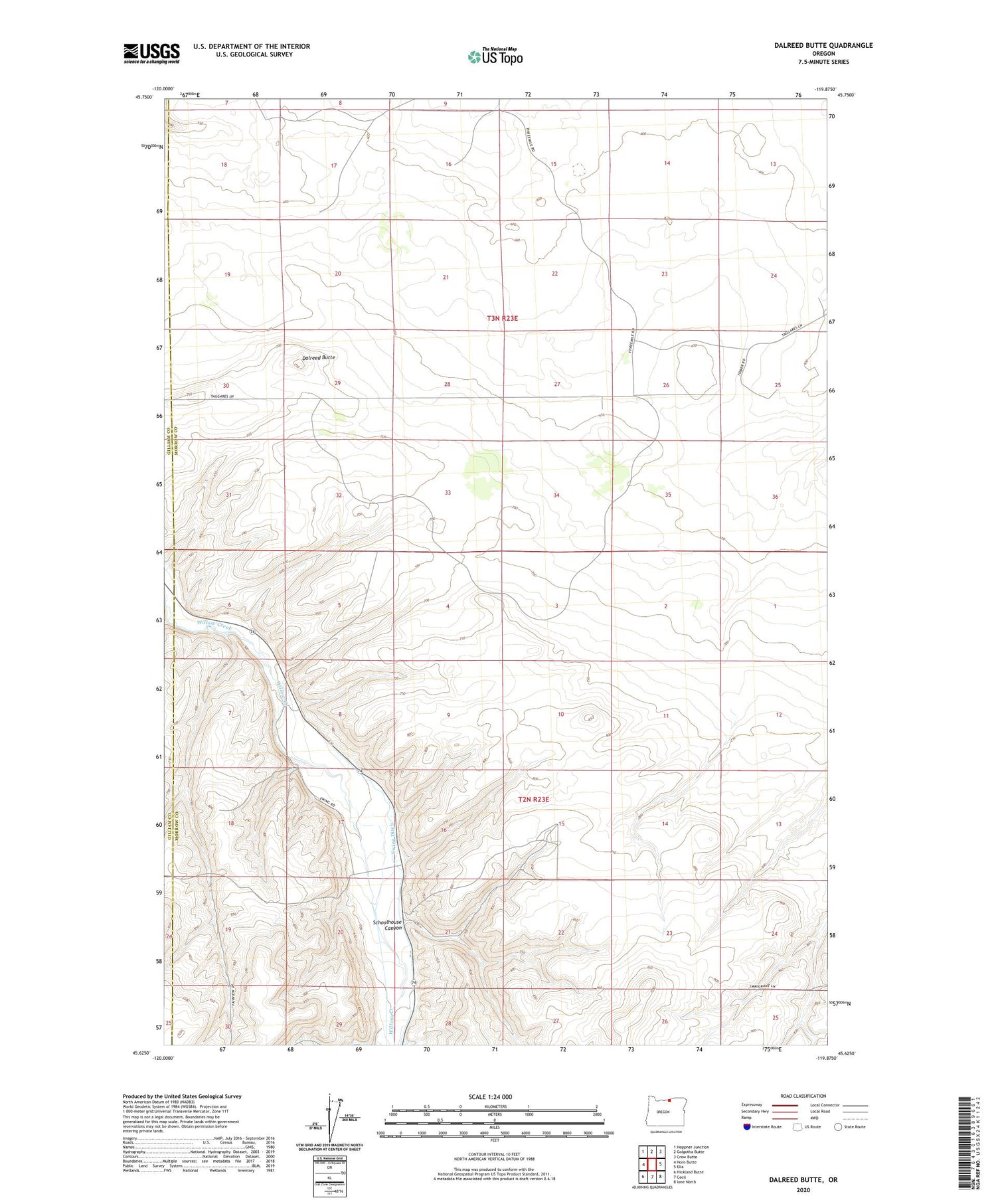 Dalreed Butte Oregon US Topo Map Image
