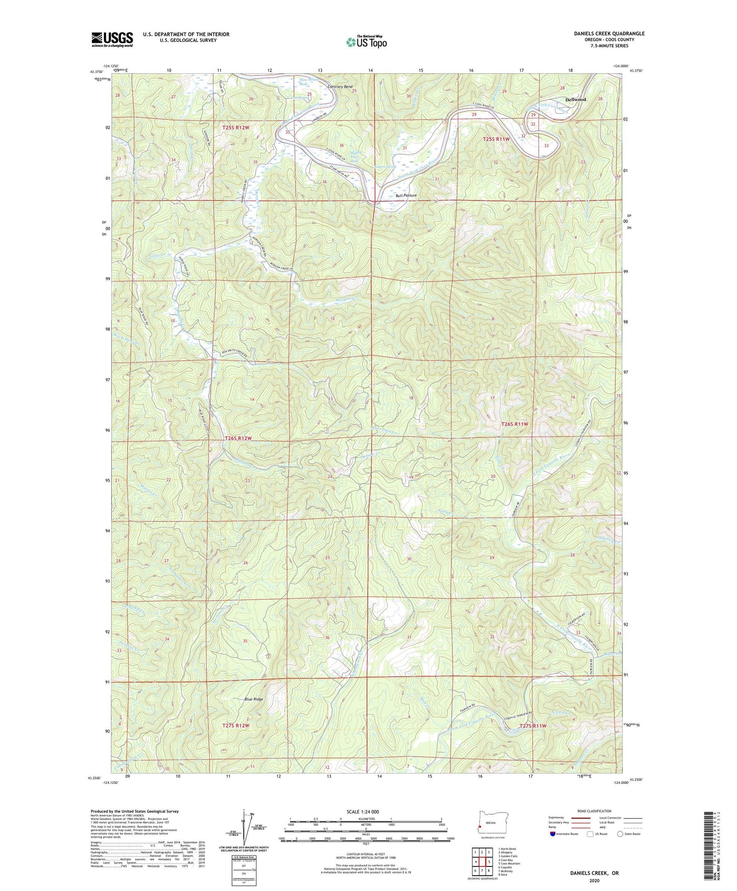 Daniels Creek Oregon US Topo Map Image