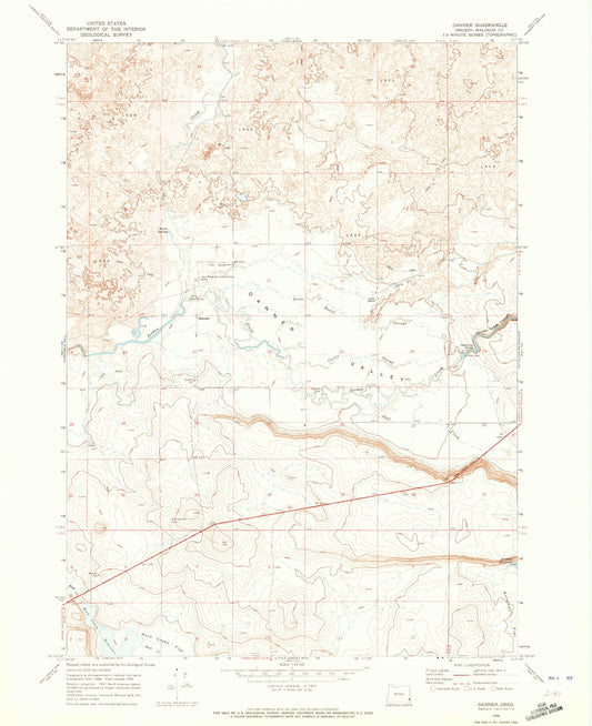 Classic USGS Danner Oregon 7.5'x7.5' Topo Map Image