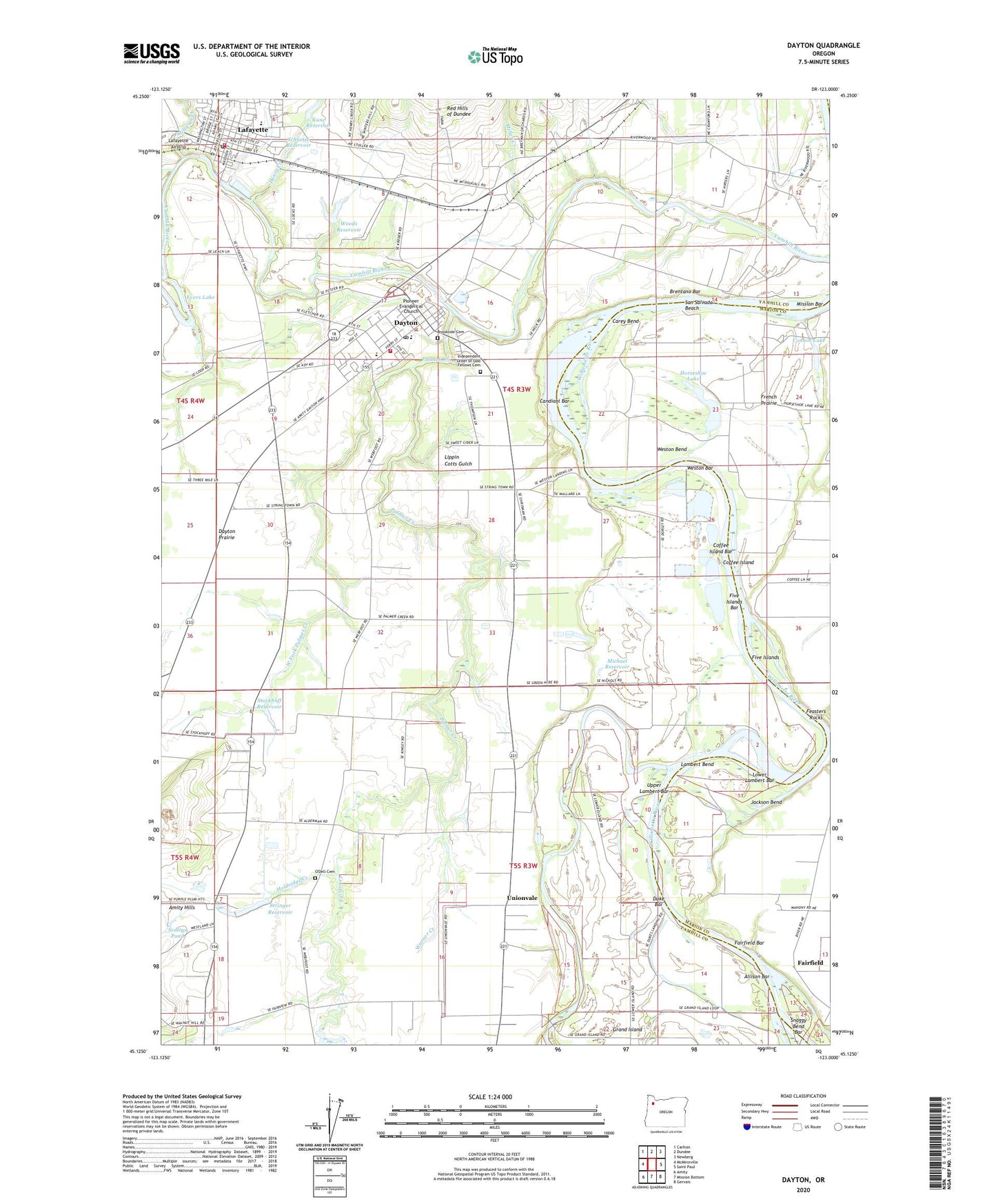 Dayton Oregon US Topo Map Image