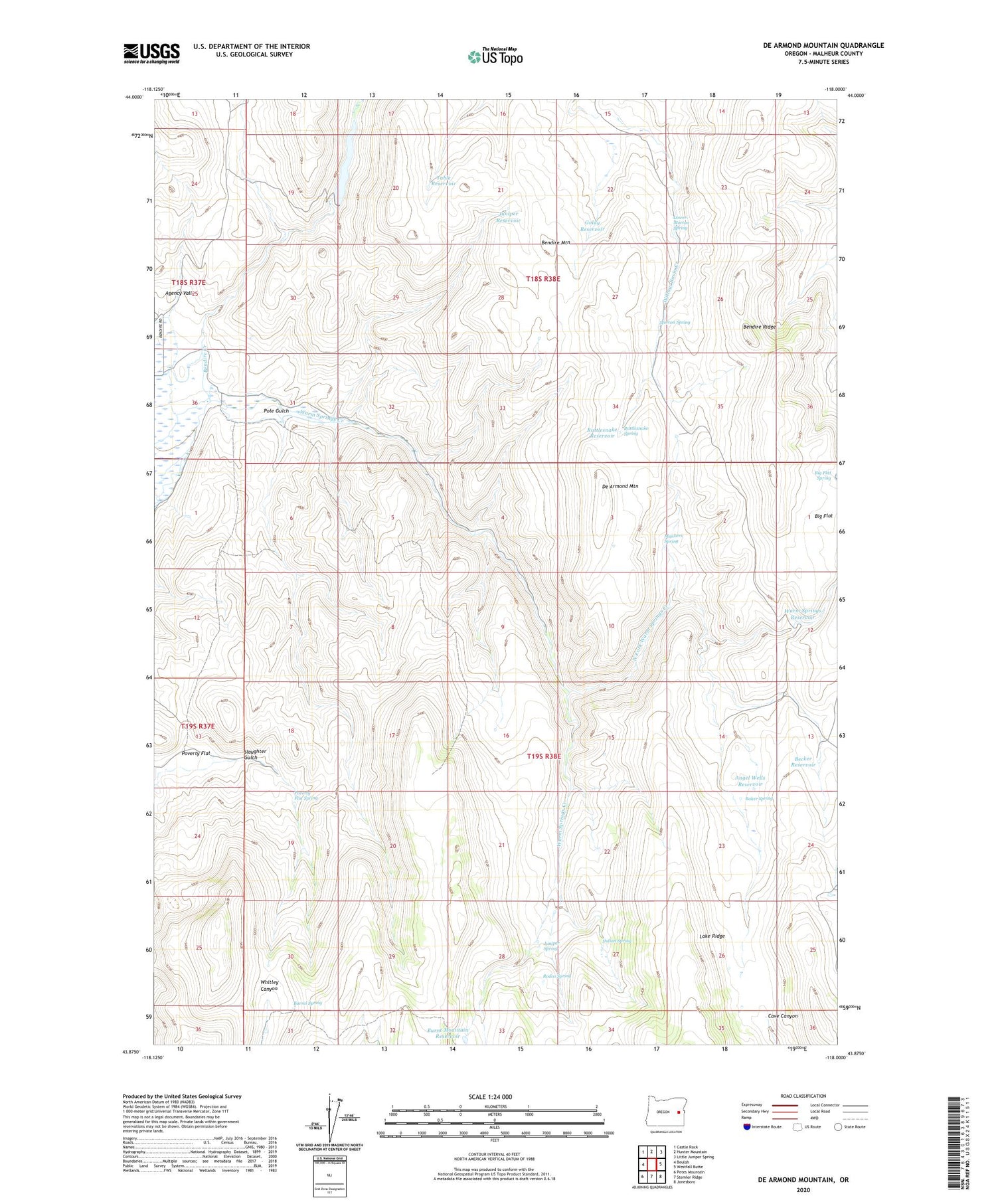 De Armond Mountain Oregon US Topo Map Image