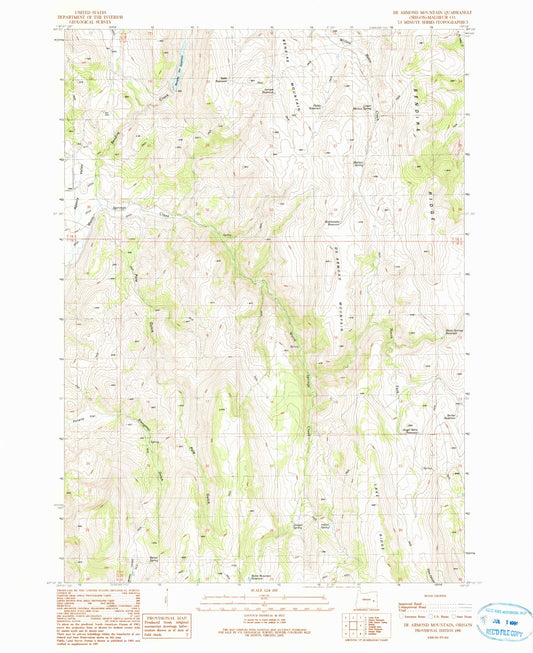 Classic USGS De Armond Mountain Oregon 7.5'x7.5' Topo Map Image