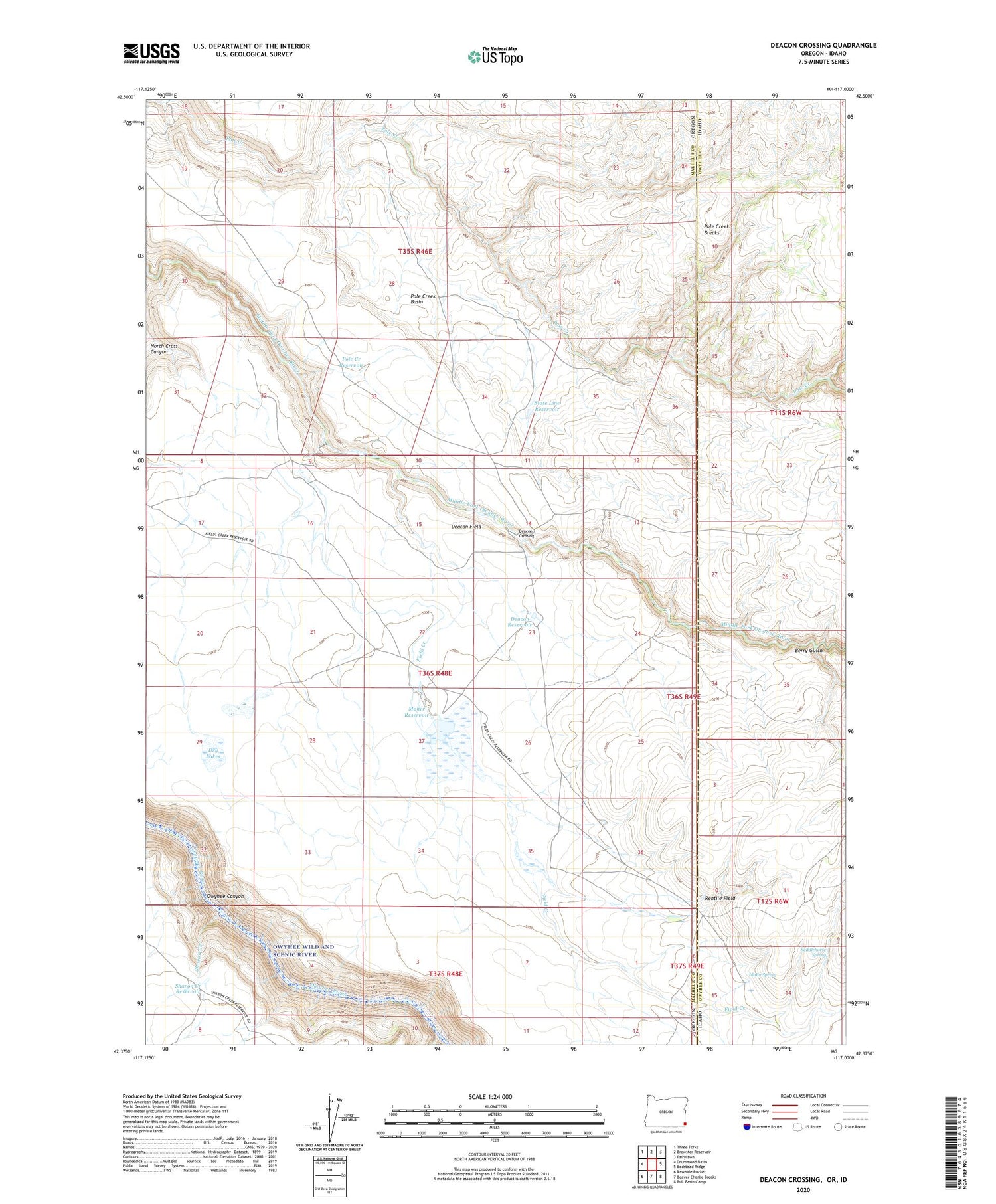 Deacon Crossing Oregon US Topo Map Image