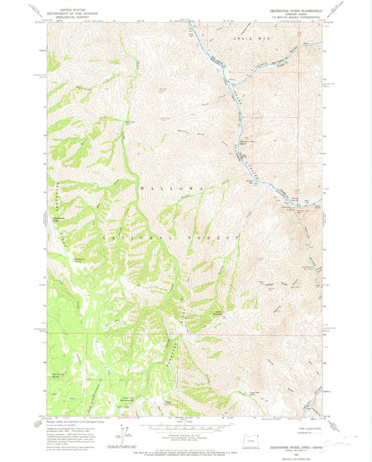 Classic USGS Deadhorse Ridge Oregon 7.5'x7.5' Topo Map Image