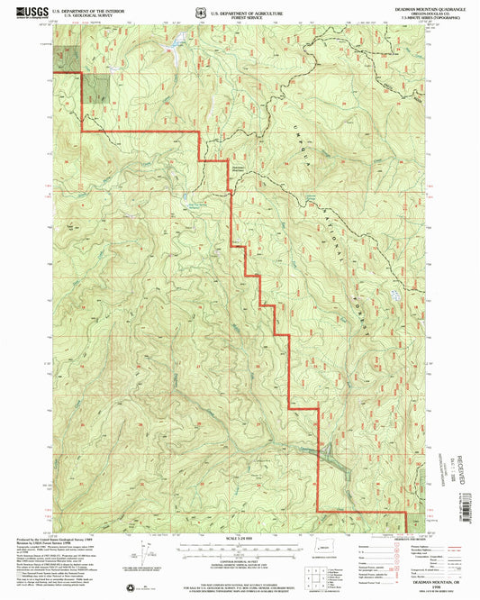 Classic USGS Deadman Mountain Oregon 7.5'x7.5' Topo Map Image