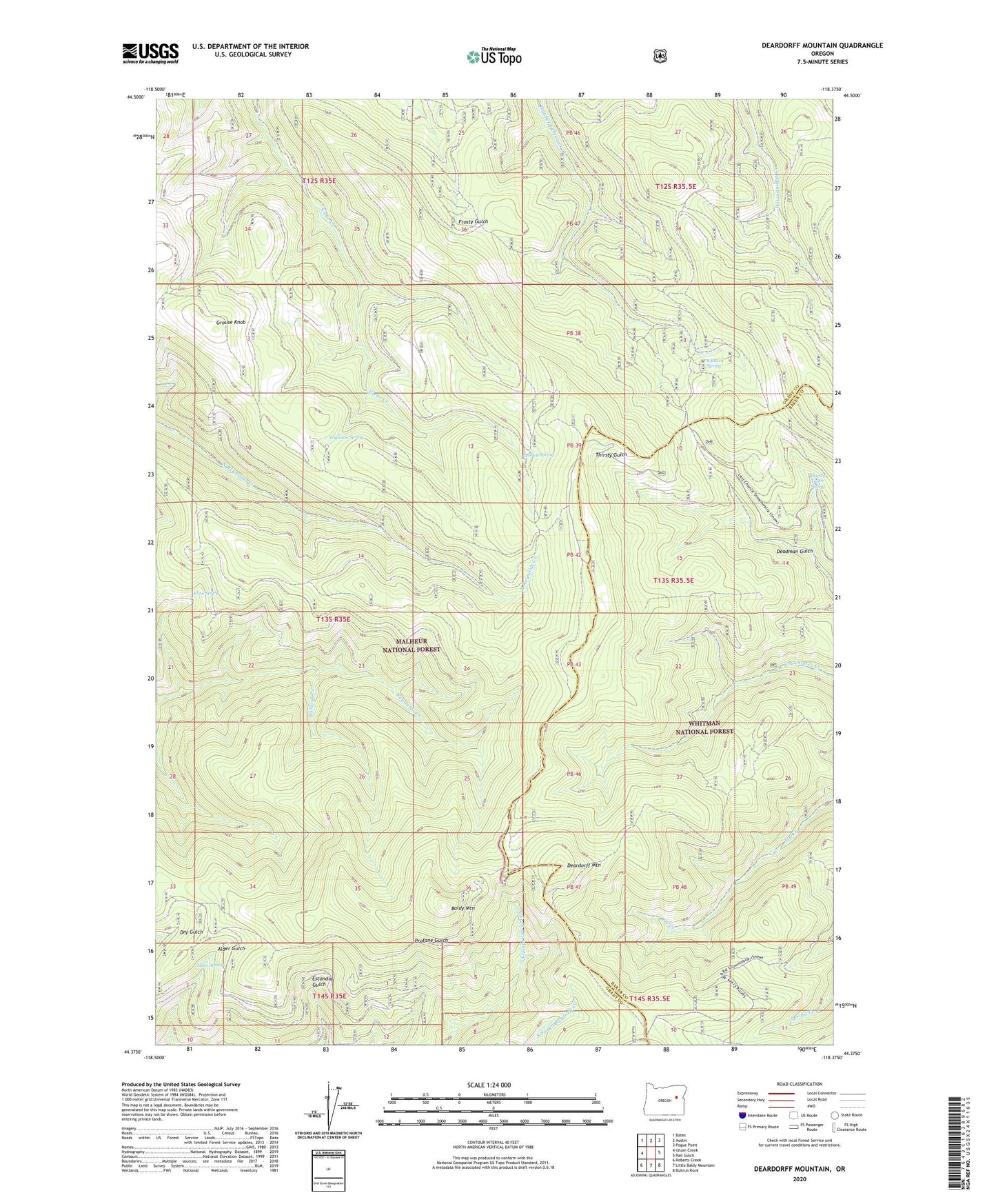 Deardorff Mountain Oregon US Topo Map Image