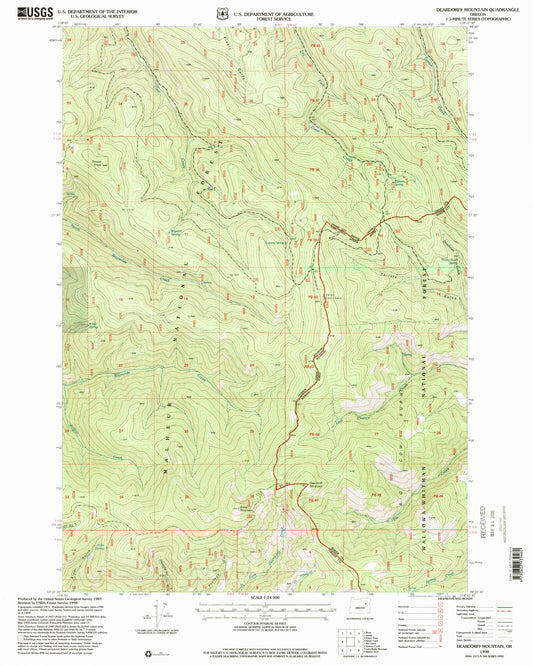 Classic USGS Deardorff Mountain Oregon 7.5'x7.5' Topo Map Image