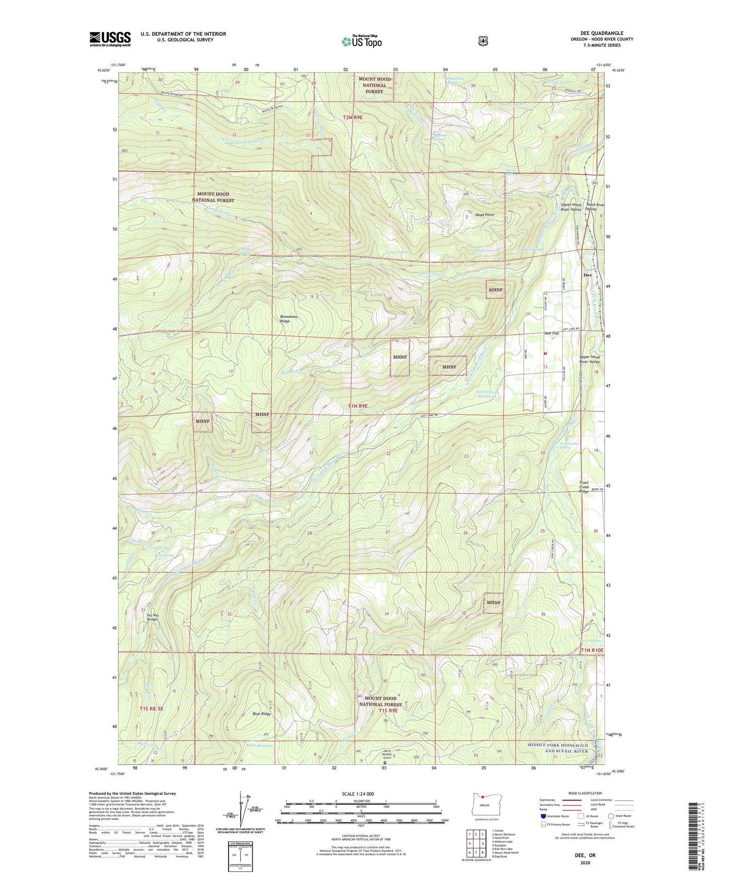 Dee Oregon US Topo Map Image
