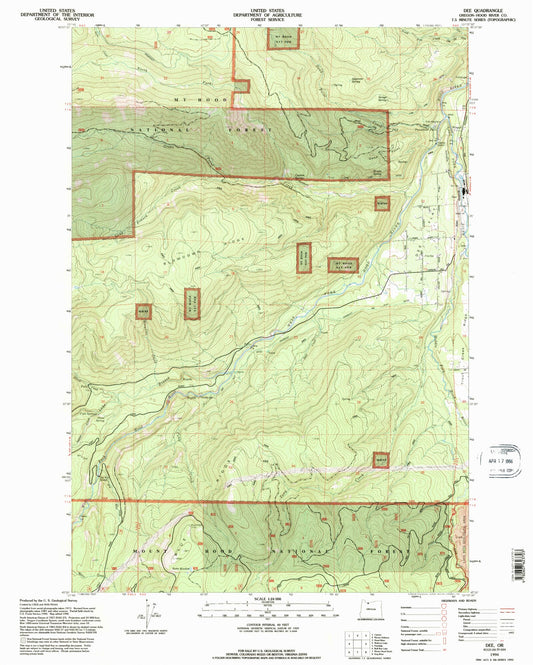 Classic USGS Dee Oregon 7.5'x7.5' Topo Map Image