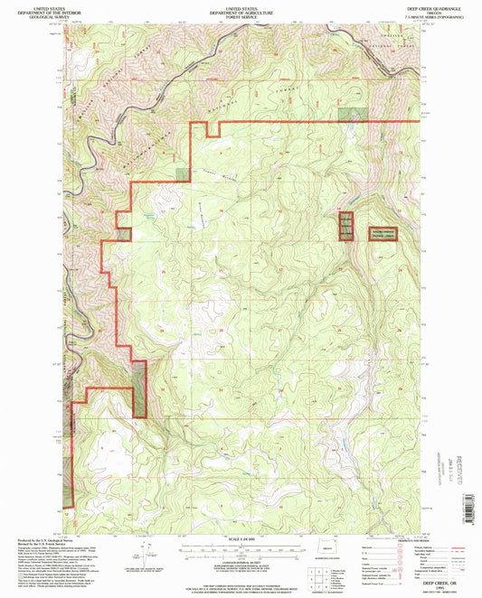 Classic USGS Deep Creek Oregon 7.5'x7.5' Topo Map Image