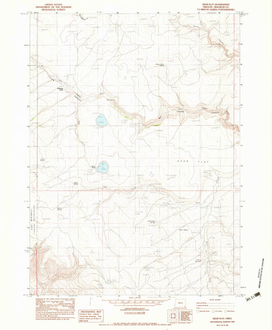 Classic USGS Deer Flat Oregon 7.5'x7.5' Topo Map Image