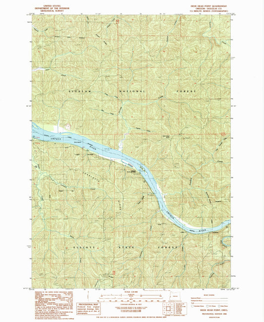 Classic USGS Deer Head Point Oregon 7.5'x7.5' Topo Map Image