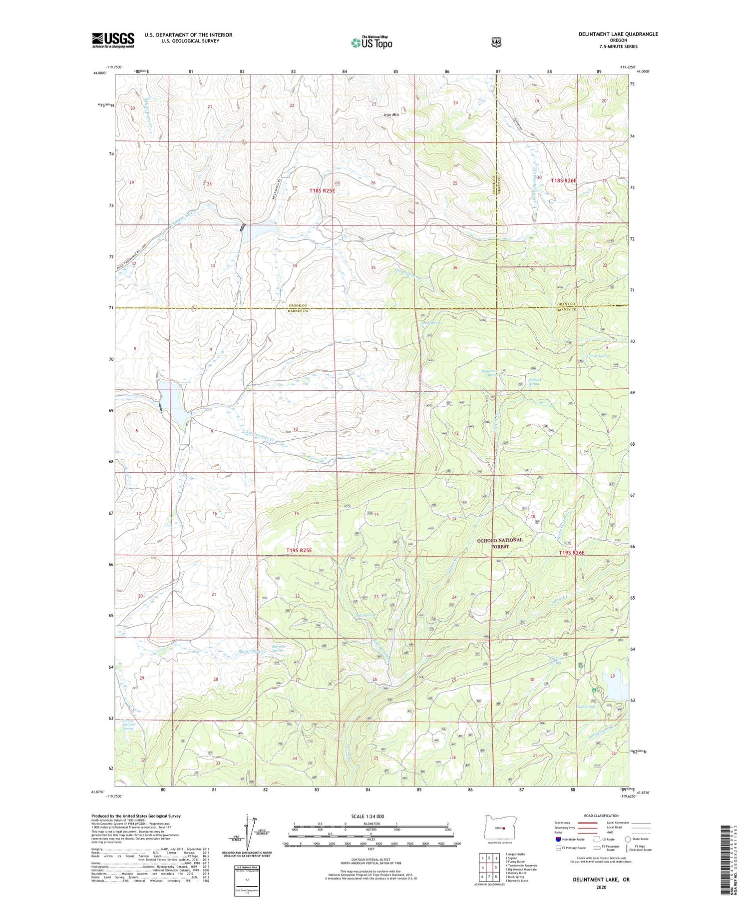 Delintment Lake Oregon US Topo Map Image