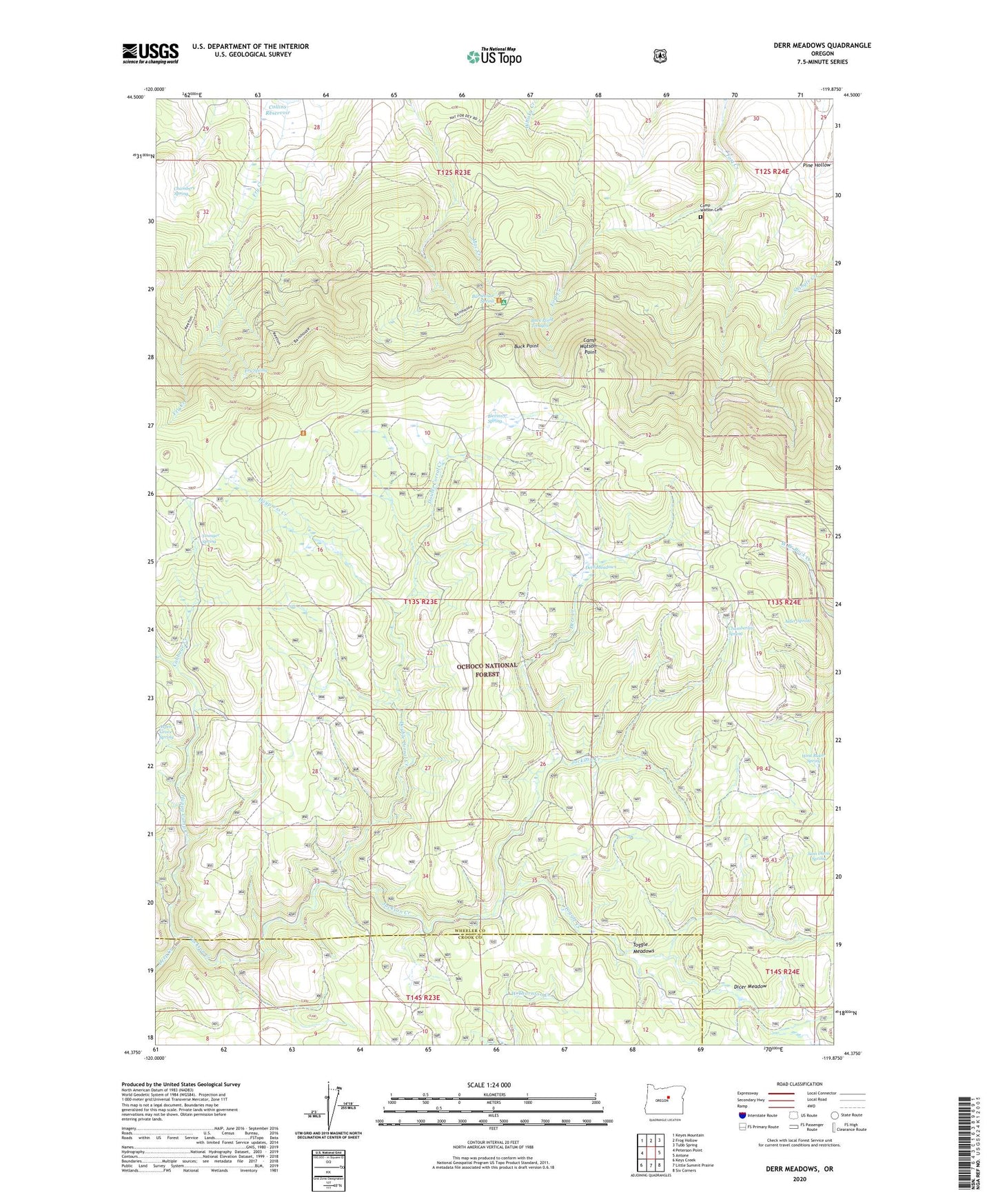 Derr Meadows Oregon US Topo Map Image