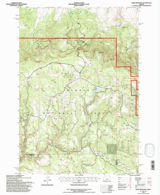 Classic USGS Derr Meadows Oregon 7.5'x7.5' Topo Map Image
