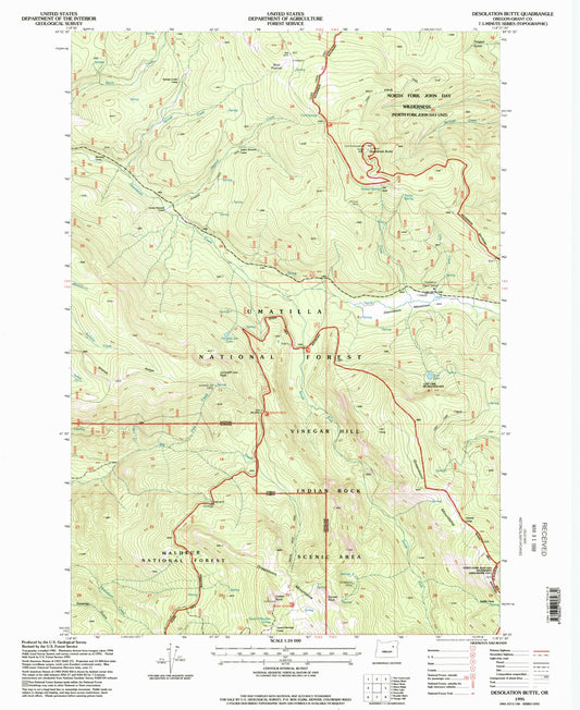 Classic USGS Desolation Butte Oregon 7.5'x7.5' Topo Map Image