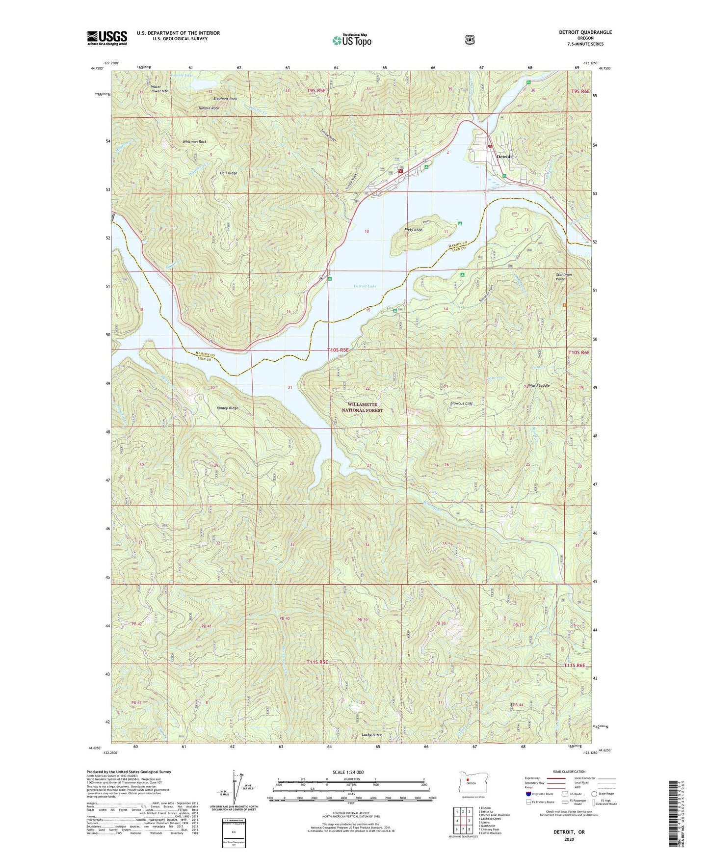 Detroit Oregon US Topo Map Image