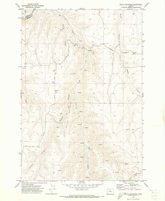 Classic USGS Devils Backbone Oregon 7.5'x7.5' Topo Map Image