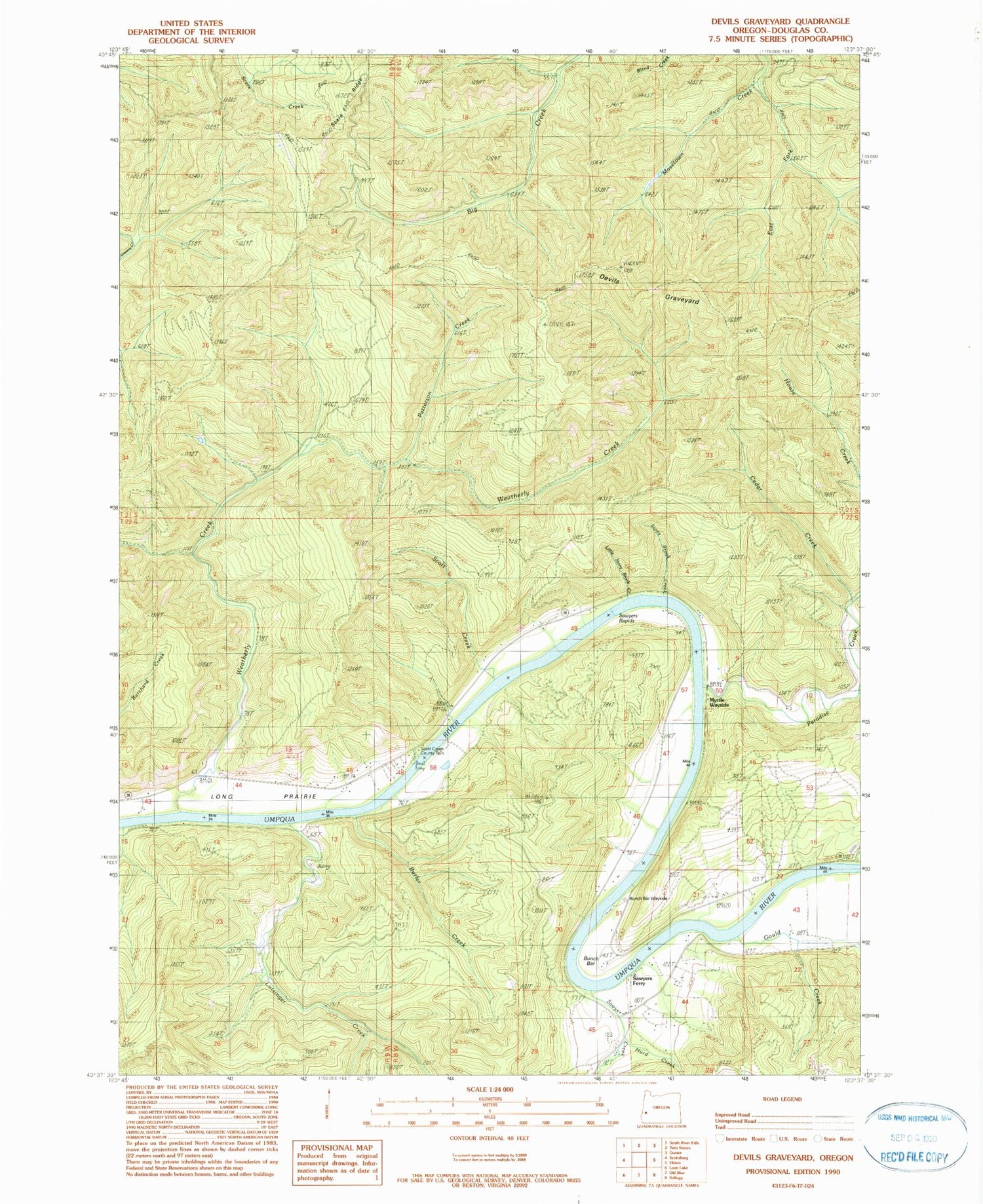 Classic USGS Devils Graveyard Oregon 7.5'x7.5' Topo Map Image