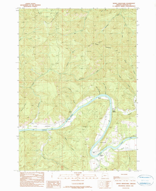 Classic USGS Devils Graveyard Oregon 7.5'x7.5' Topo Map Image