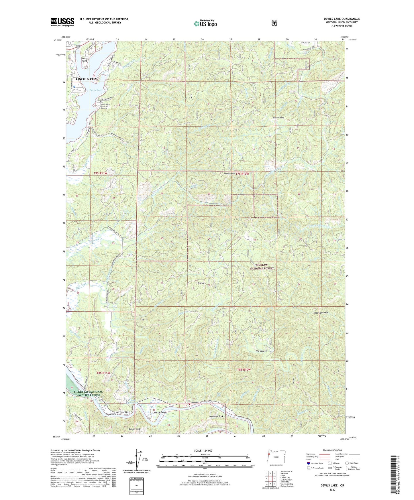 Devils Lake Oregon US Topo Map Image