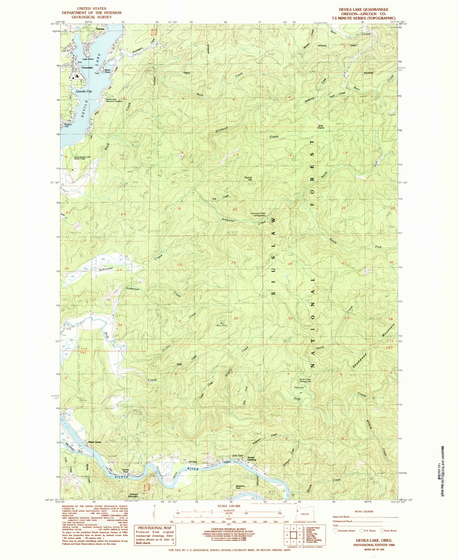 Classic USGS Devils Lake Oregon 7.5'x7.5' Topo Map MyTopo Map Store