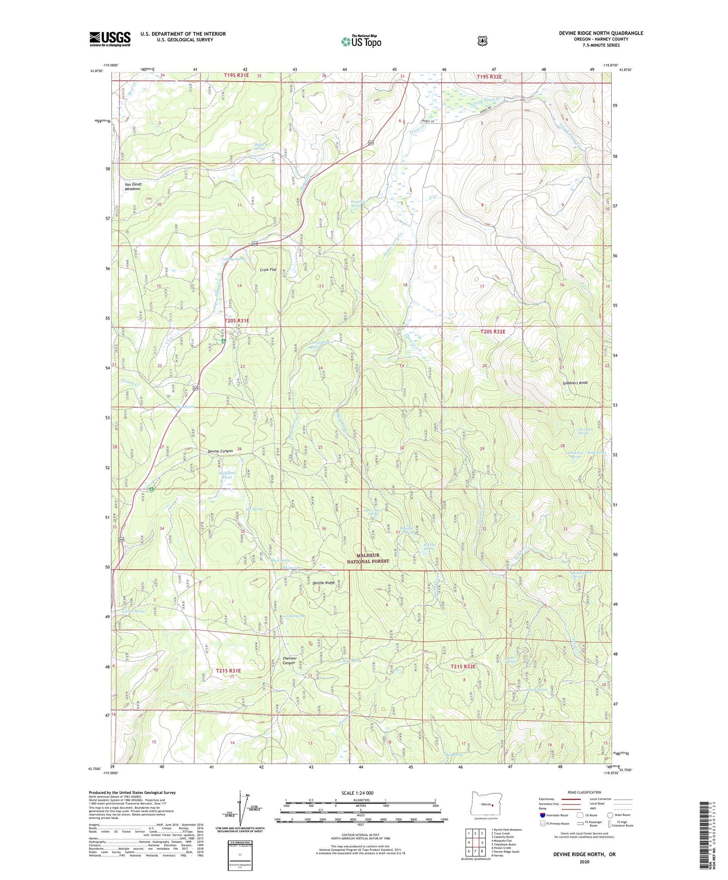 Devine Ridge North Oregon US Topo Map Image