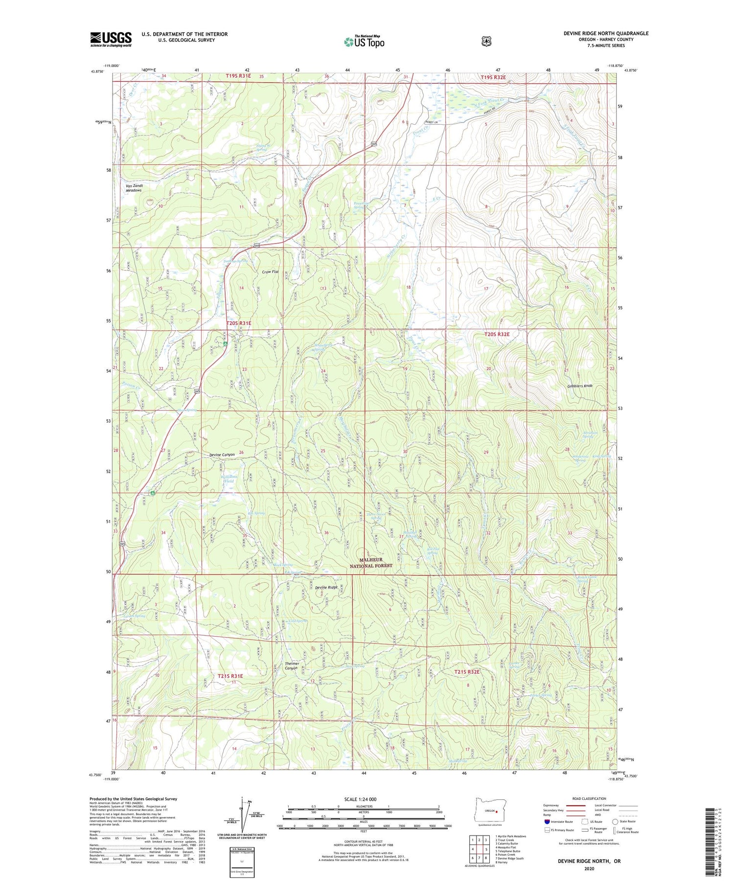 Devine Ridge North Oregon US Topo Map Image