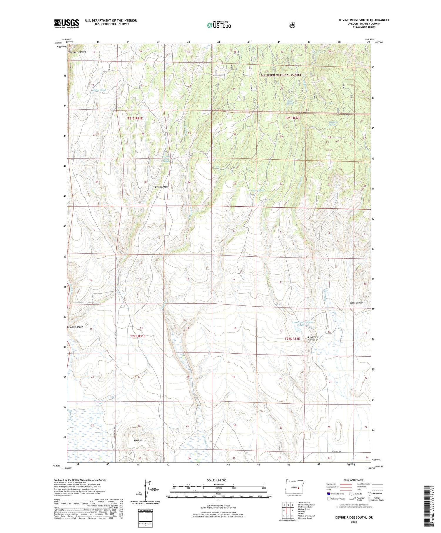 Devine Ridge South Oregon US Topo Map Image