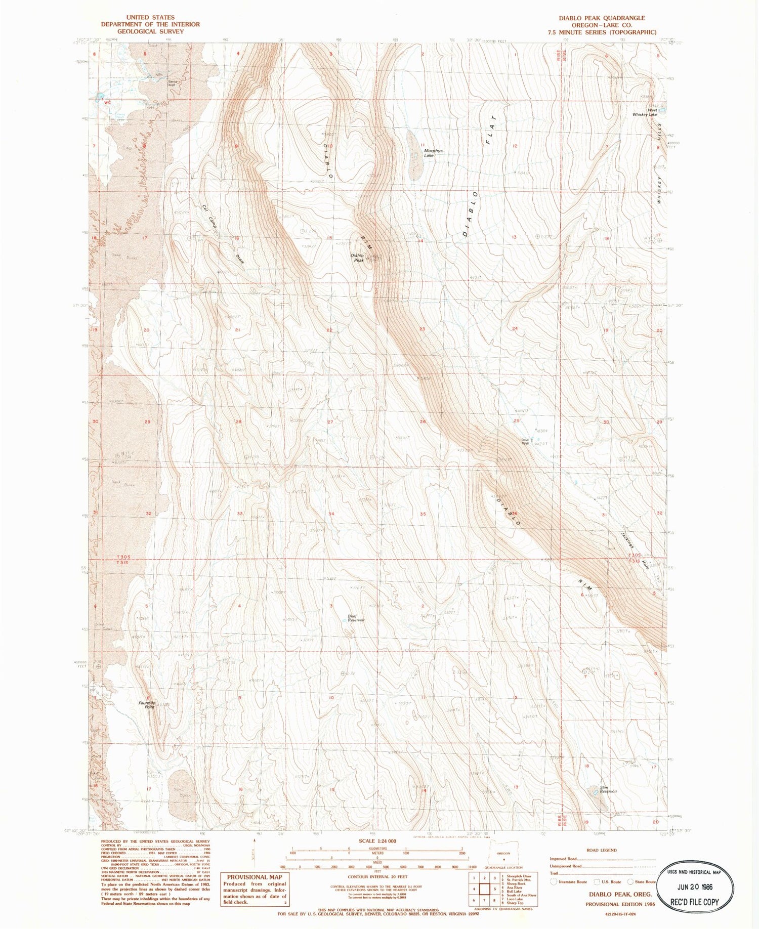 Classic USGS Diablo Peak Oregon 7.5'x7.5' Topo Map Image