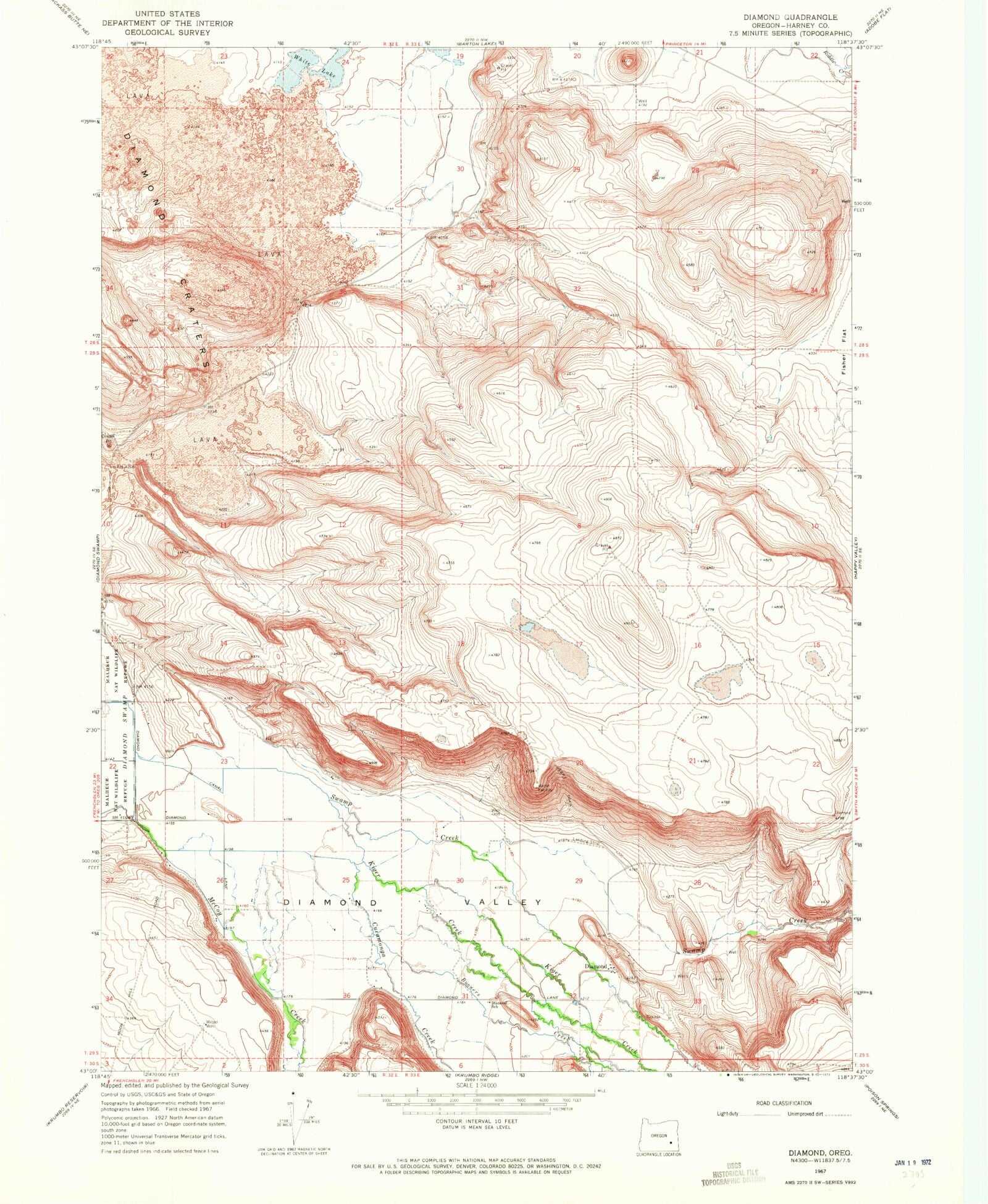 Classic USGS Diamond Oregon 7.5'x7.5' Topo Map MyTopo Map Store