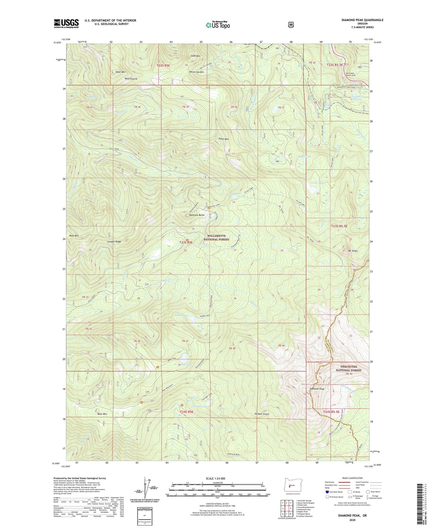 Diamond Peak Oregon US Topo Map Image