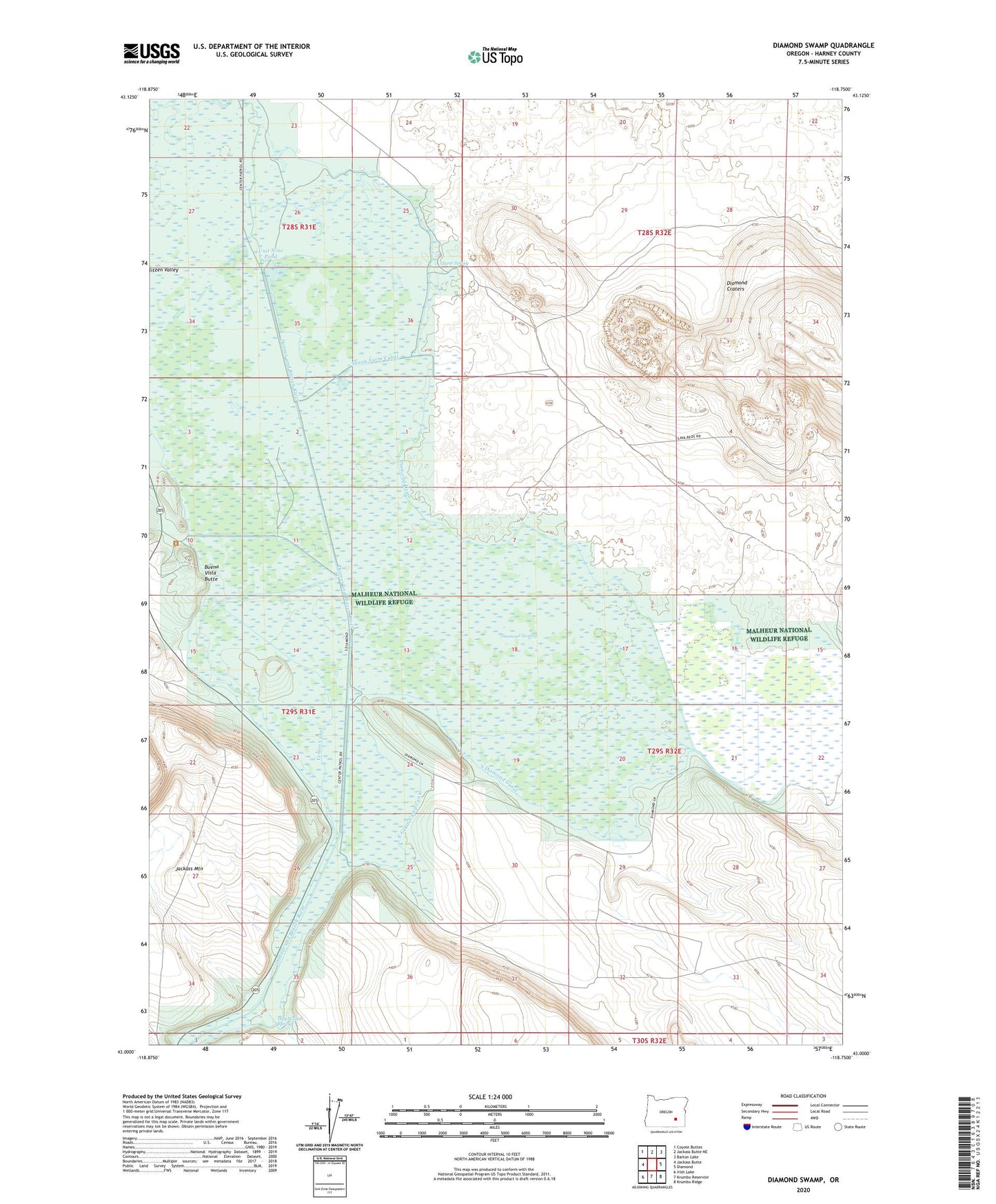 Diamond Swamp Oregon US Topo Map Image